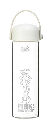 Picture of Miniso Pink Panther High Borosilicate Glass Bottle 300 ml White