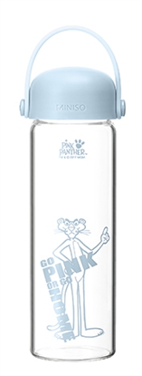 Picture of Miniso Pink Panther High Borosilicate Glass Bottle 300 ml Blue