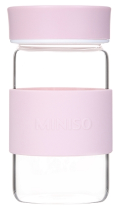 Picture of Miniso Simple High Borosilicate Glass Water Bottle 340 ml Pink