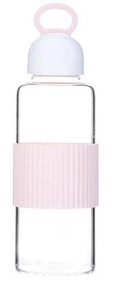 Picture of Miniso Portable High Borosilicate Glass Water Bottle 420 ml Pink