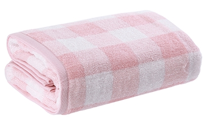 Picture of Miniso Simple Plaid Bath Towel Pink