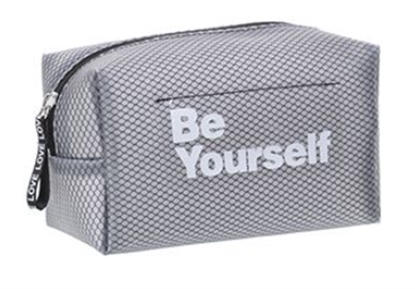Picture of Miniso Grid Cosmetic Bag Rectangle Shape Grey