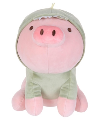 Picture of Miniso Piglet Plush Toy with Dinosaur Hoodie Pink